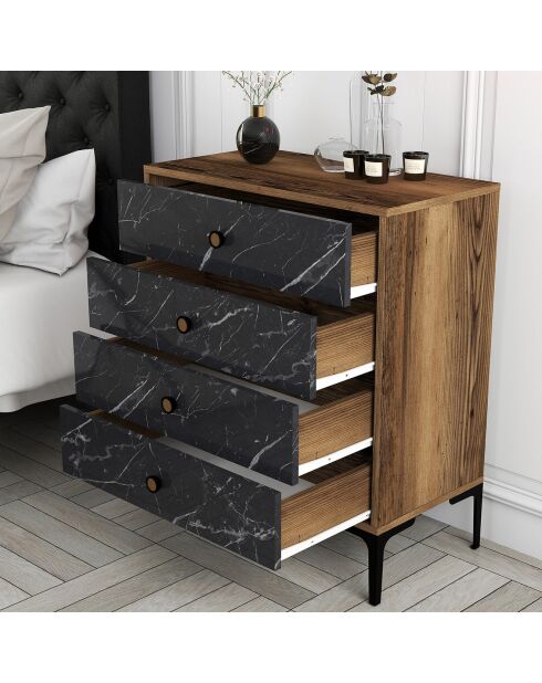 Commode Lizbon 541 noyer/noir - 76x90.7x40 cm
