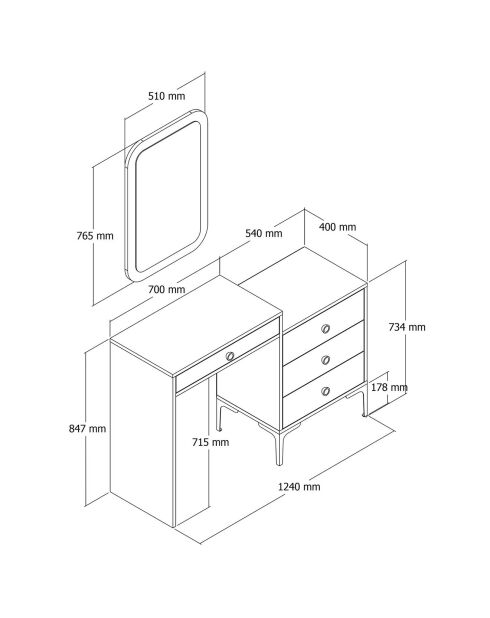 Cómoda Lisbon 545 nogal/blanco - 124x84,7x40 cm