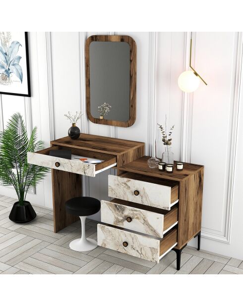 Commode Lizbon 545 noyer/blanc - 124x84.7x40 cm