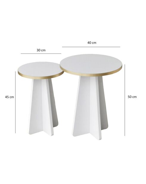 2 Tables basses Mushroom doré/blanc