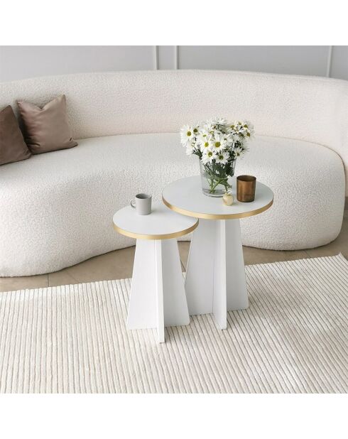 2 Tables basses Mushroom doré/blanc