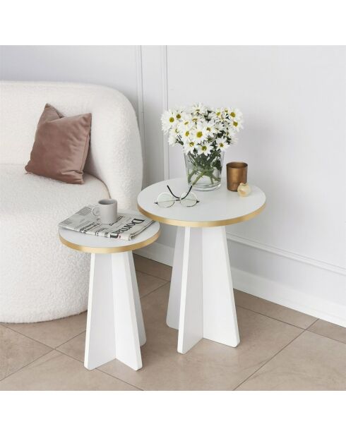 2 Tables basses Mushroom doré/blanc