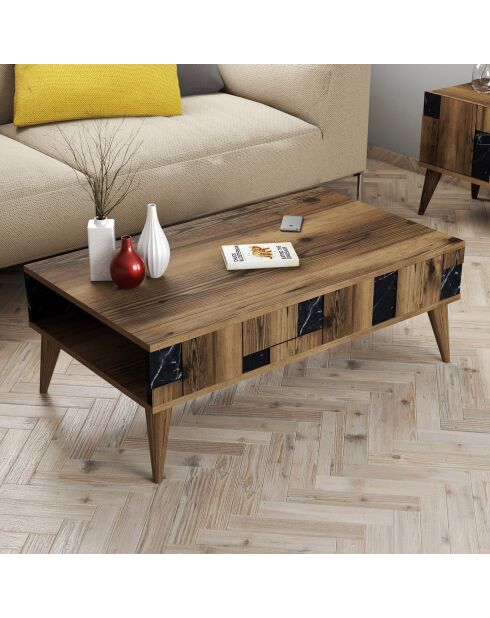 Table basse Madrid noyer/noir - 105x37.6x60 cm