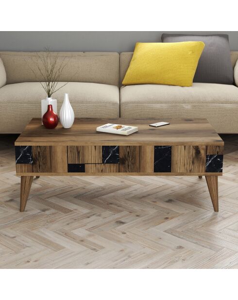 Table basse Madrid noyer/noir - 105x37.6x60 cm