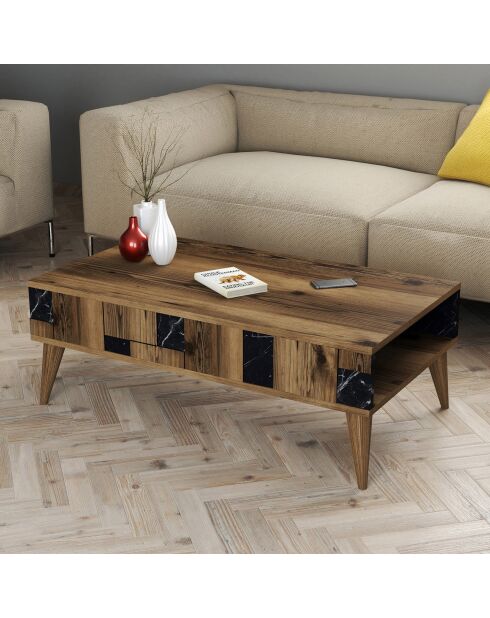 Table basse Madrid noyer/noir - 105x37.6x60 cm