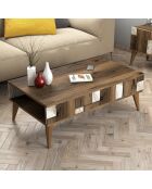Table basse Madrid noyer/blanc - 105x37.6x60 cm
