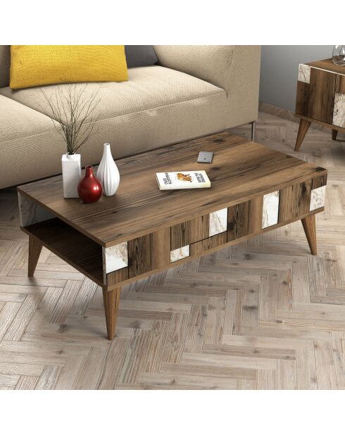 Table basse Madrid noyer/blanc - 105x37.6x60 cm