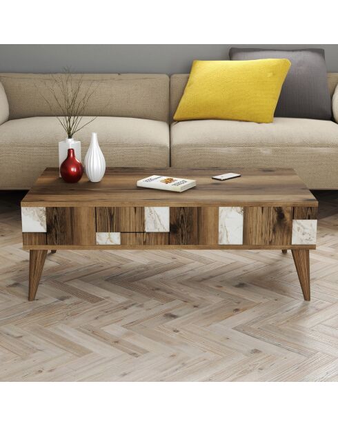 Table basse Madrid noyer/blanc - 105x37.6x60 cm