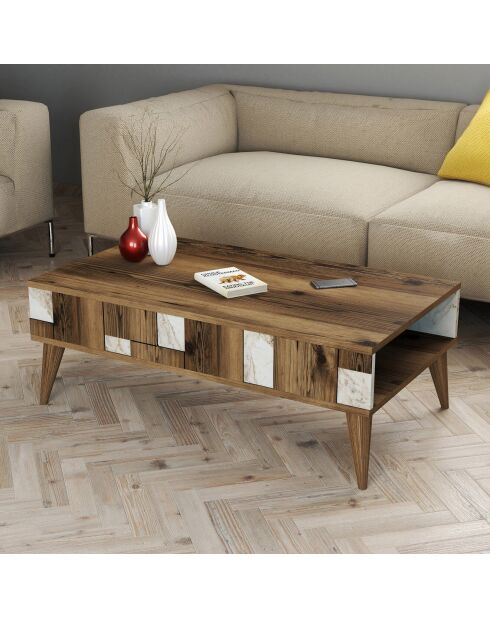 Table basse Madrid noyer/blanc - 105x37.6x60 cm
