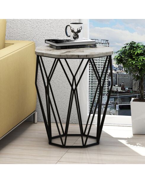 Table d'appoint Sofya blanc/noir - 46x57x46 cm