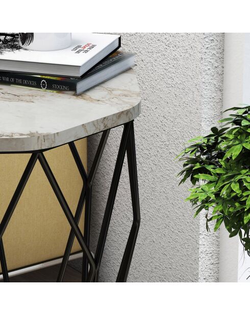 Table d'appoint Sofya blanc/noir - 46x57x46 cm
