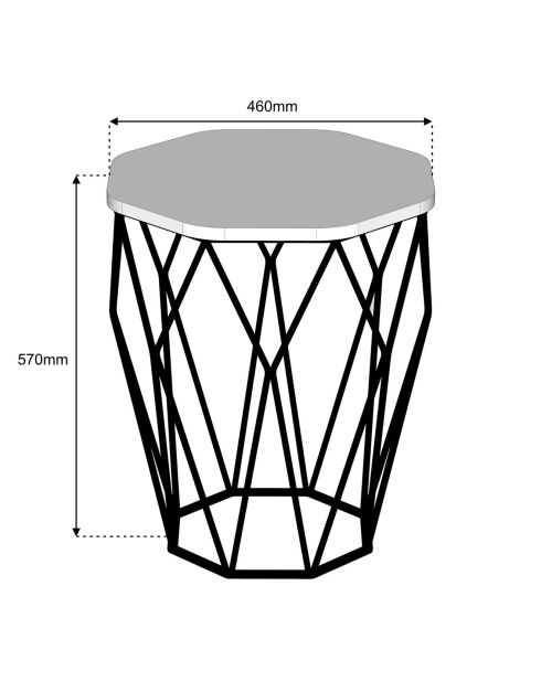 Table d'appoint Sofya blanc/noir - 46x57x46 cm