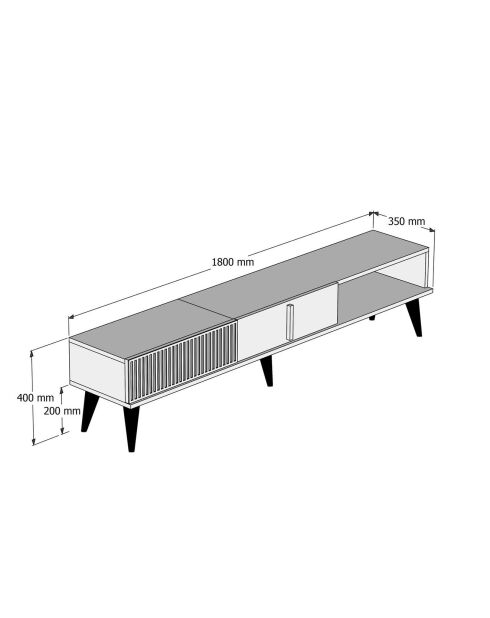 Meuble TV Milan noyer/noir - 180x40x35 cm