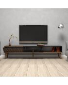 Meuble TV Milan noyer/noir - 180x40x35 cm