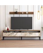 Ensemble Meuble TV & Etagère Istanbul noyer/blanc - 180x47x35 cm