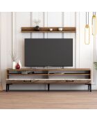 Ensemble Meuble TV & Etagère Istanbul noyer/blanc - 180x47x35 cm