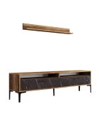 Ensemble Meuble TV & Etagère Istanbul noyer/noir - 180x47x35 cm