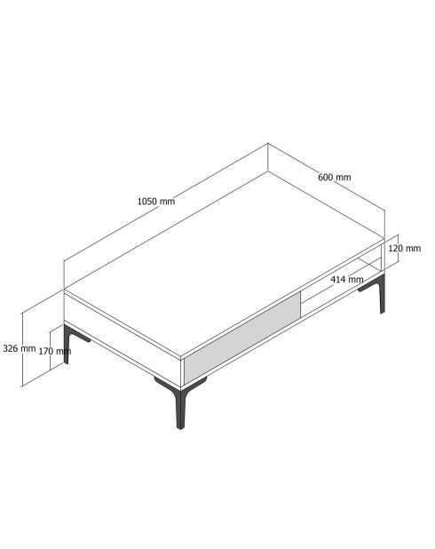 Tavolino Istanbul noce/bianco - 105x32,6x60 cm