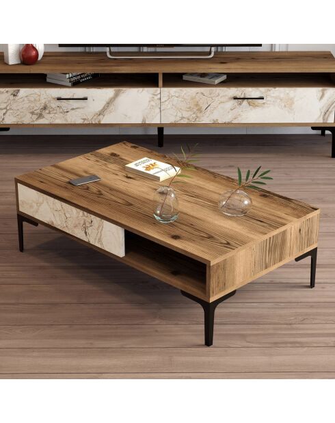 Table basse Istanbul noyer/blanc - 105x32.6x60 cm