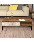 Table basse Istanbul noyer/blanc - 105x32.6x60 cm