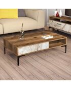 Table basse Istanbul noyer/blanc - 105x32.6x60 cm