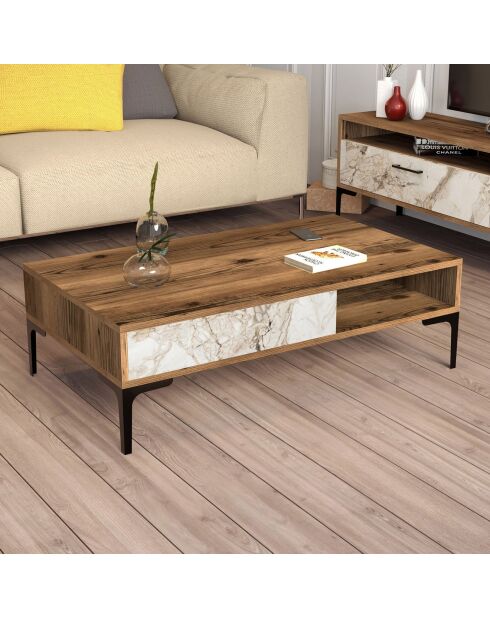 Table basse Istanbul noyer/blanc - 105x32.6x60 cm