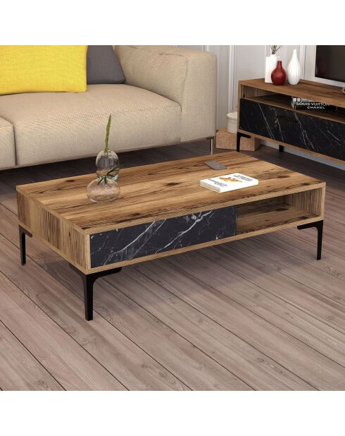 Table basse Istanbul noyer/noir - 105x32.6x60 cm