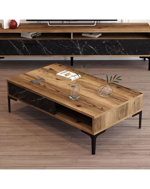 Table basse Istanbul noyer/noir - 105x32.6x60 cm