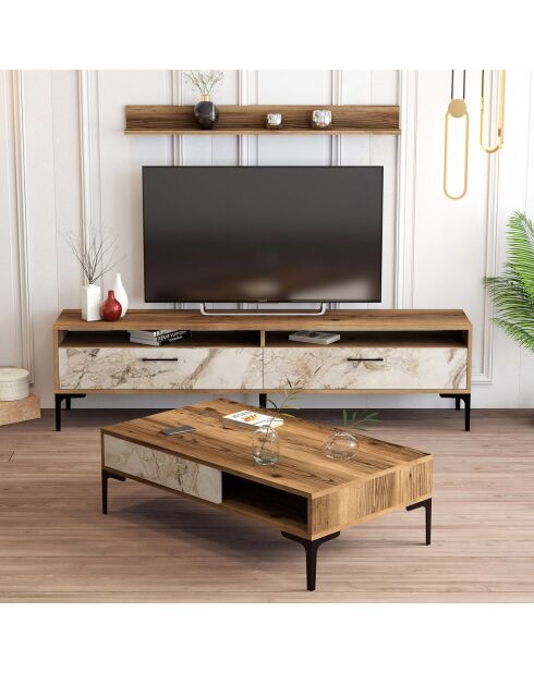 Ensemble de salon Istanbul 3 meubles noyer/blanc