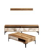 Ensemble de salon Istanbul 3 meubles noyer/blanc