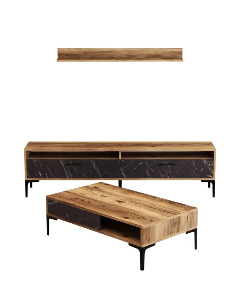 Ensemble de salon Istanbul 3 meubles noyer/noir