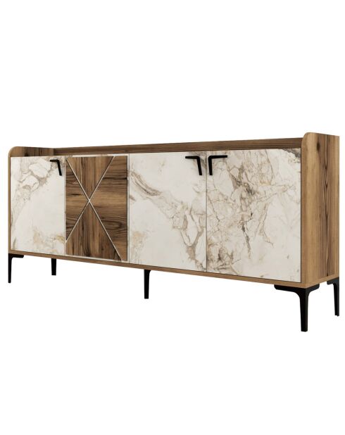 Consola Venedik en nogal/blanco - 180x78x35 cm