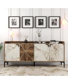 Console Venedik noyer/blanc - 180x78x35 cm