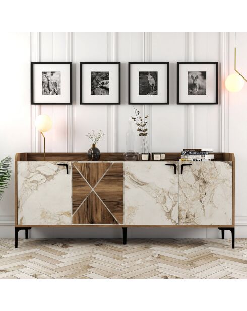 Console Venedik noyer/blanc - 180x78x35 cm