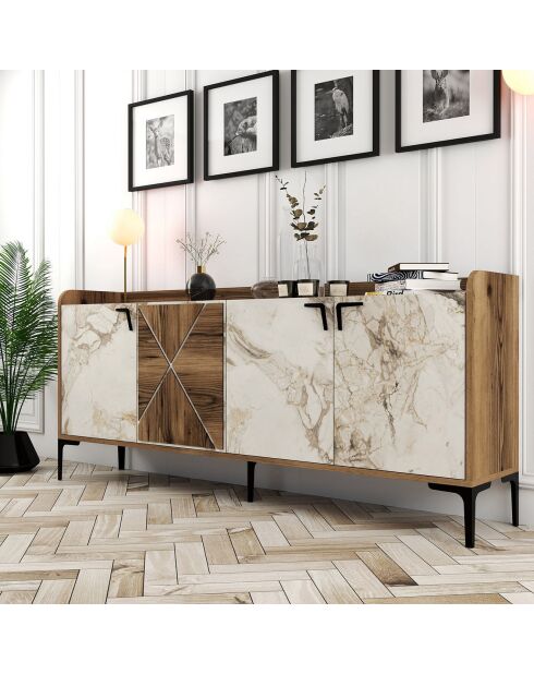 Consola Venedik en nogal/blanco - 180x78x35 cm