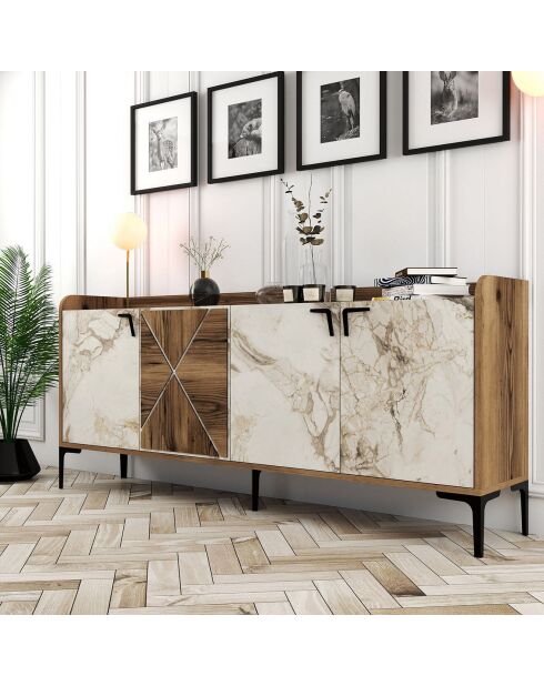 Console Venedik noyer/blanc - 180x78x35 cm
