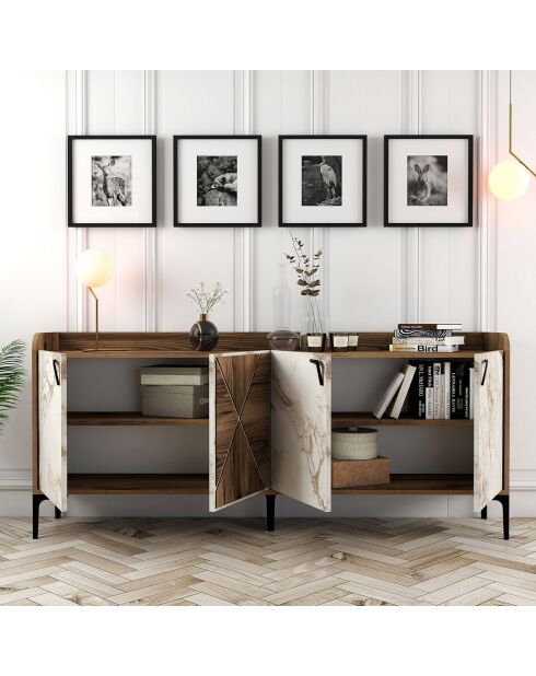 Consola Venedik en nogal/blanco - 180x78x35 cm