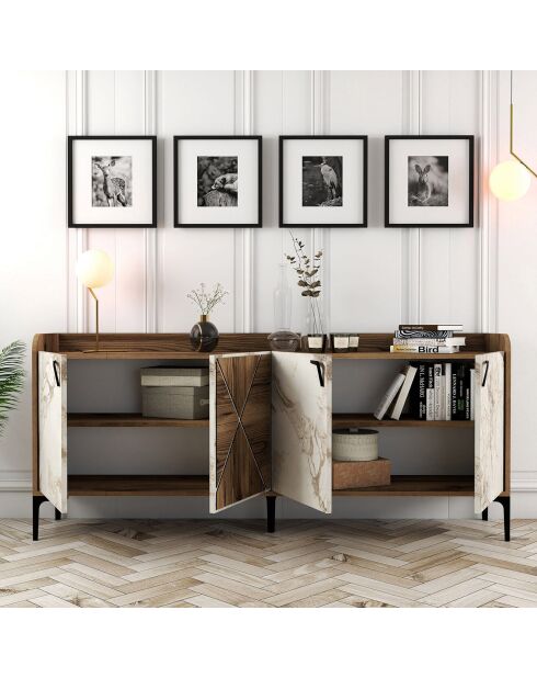 Console Venedik noyer/blanc - 180x78x35 cm