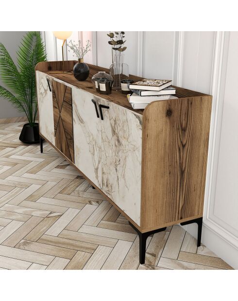 Consola Venedik en nogal/blanco - 180x78x35 cm