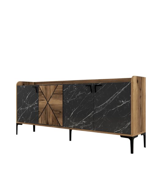 Console Venedik noyer/noir - 180x78x35 cm
