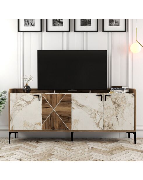 Console Venedik noyer/blanc - 180x78x35 cm