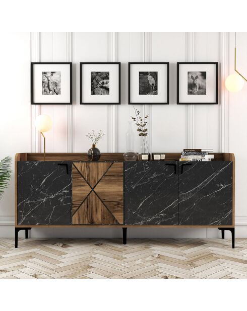 Console Venedik noyer/noir - 180x78x35 cm