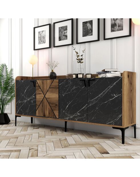 Console Venedik noyer/noir - 180x78x35 cm