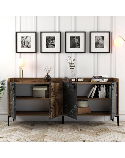 Console Venedik noyer/noir - 180x78x35 cm