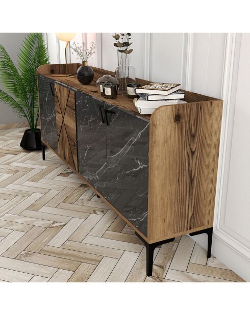 Console Venedik noyer/noir - 180x78x35 cm