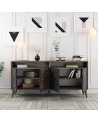 Console Milan 160 marbre noir/noyer - 160x78x35 cm