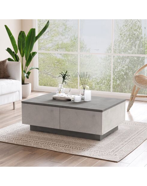 Table basse LV17-GT argenté/anthracite - 90x31.6x60 cm
