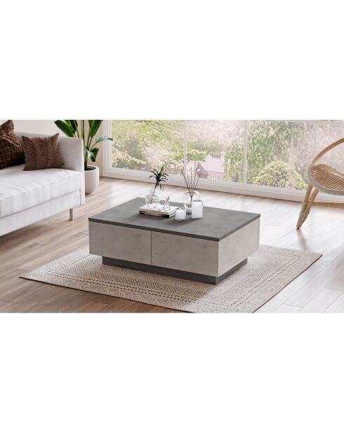 Table basse LV17-GT argenté/anthracite - 90x31.6x60 cm