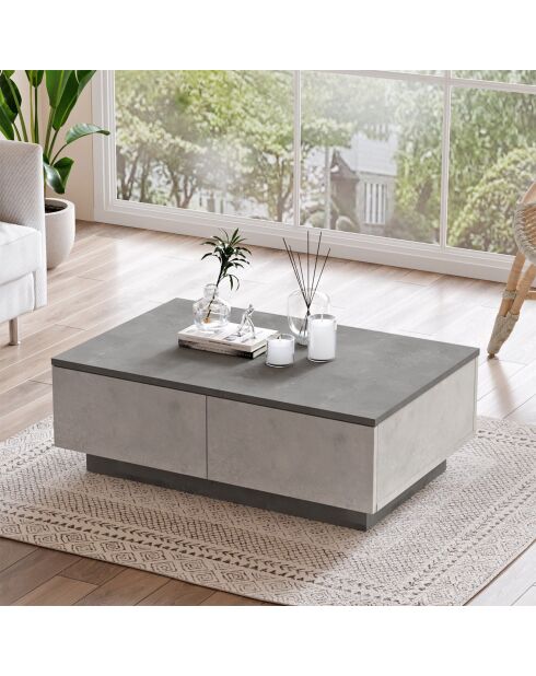 Table basse LV17-GT argenté/anthracite - 90x31.6x60 cm