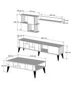 Ensemble de salon Madrid 4 meubles noyer/blanc